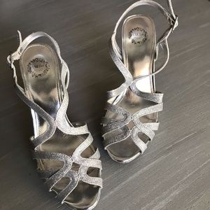 Sparkly platform high heel sandals